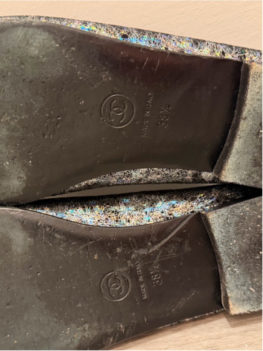 Chanel Classic CC Ballet Flat Cap Toe Rare Iridescent Suede EU 38.5 PLEASE READ - Picture 7 of 12